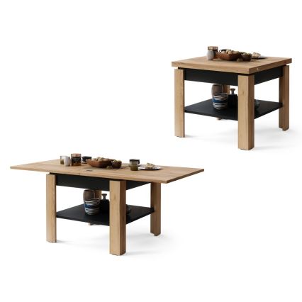 Fällbart soffbord med hylla LIA ek/svart