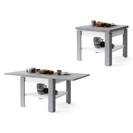 Fällbart soffbord med hylla LIA grå/vit