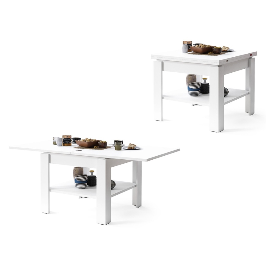 Fällbart soffbord med hylla LIA vit