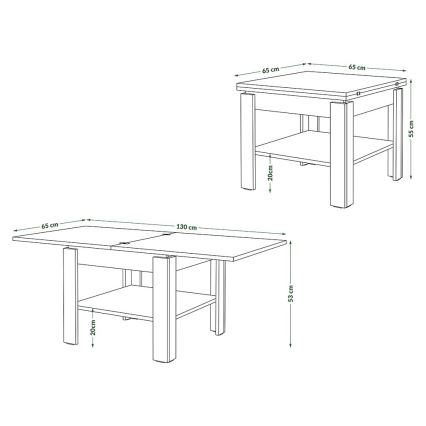 Fällbart soffbord med hylla LIA vit