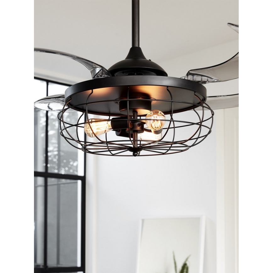 FANAWAY 212920 - LED takfläkt INDUSTRI 3xE27/4W/230V svart + fjärrkontroll