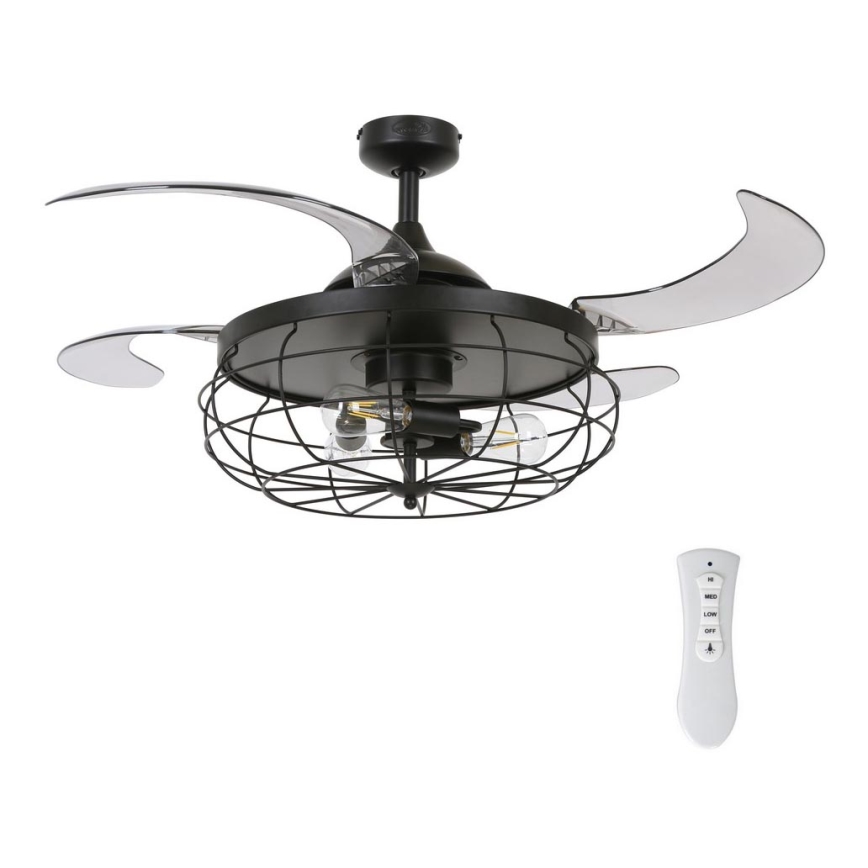 FANAWAY 212920 - LED takfläkt INDUSTRI 3xE27/4W/230V svart + fjärrkontroll