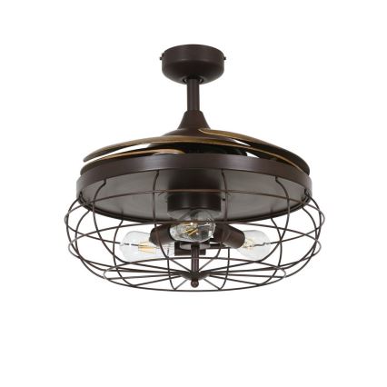 FANAWAY 212921 - LED takfläkt INDUSTRI 3xE27/4W/230V brun + fjärrkontroll