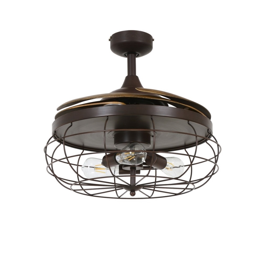 FANAWAY 212921 - LED takfläkt INDUSTRI 3xE27/4W/230V brun + fjärrkontroll