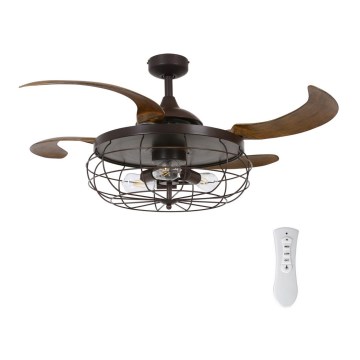 FANAWAY 212921 - LED takfläkt INDUSTRI 3xE27/4W/230V brun + fjärrkontroll