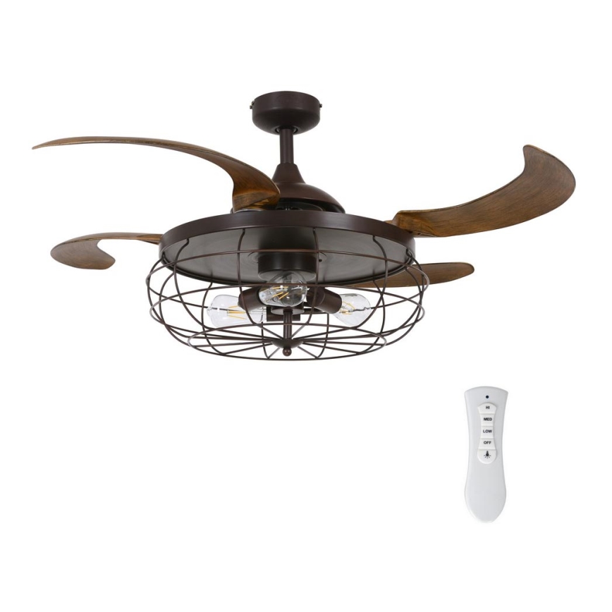 FANAWAY 212921 - LED takfläkt INDUSTRI 3xE27/4W/230V brun + fjärrkontroll