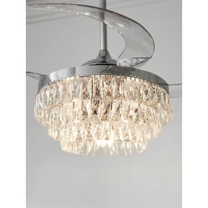 FANAWAY 212923 - LED takfläkt VEIL 6xE14/4,5W/230V skinande krom + fjärrkontroll