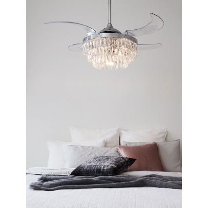 FANAWAY 212923 - LED takfläkt VEIL 6xE14/4,5W/230V skinande krom + fjärrkontroll