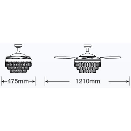 FANAWAY 212923 - LED takfläkt VEIL 6xE14/4,5W/230V skinande krom + fjärrkontroll