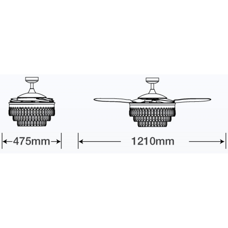 FANAWAY 212923 - LED takfläkt VEIL 6xE14/4,5W/230V skinande krom + fjärrkontroll