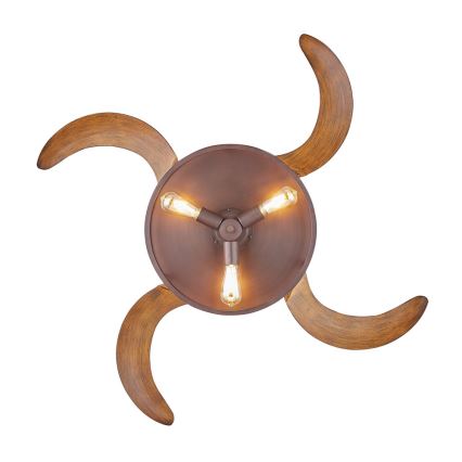 FANAWAY 212925 - LED Takfläkt CLASSIC 3xE27/4W/230V brun + fjärrkontroll