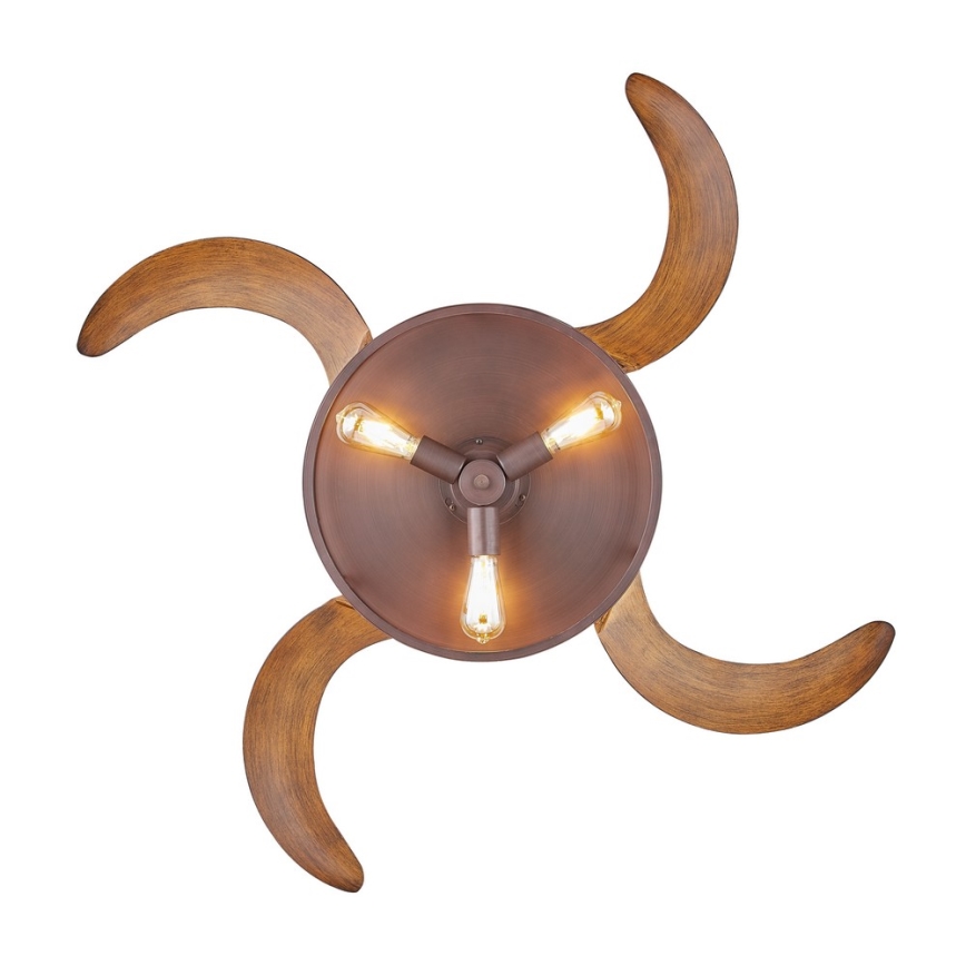 FANAWAY 212925 - LED Takfläkt CLASSIC 3xE27/4W/230V brun + fjärrkontroll