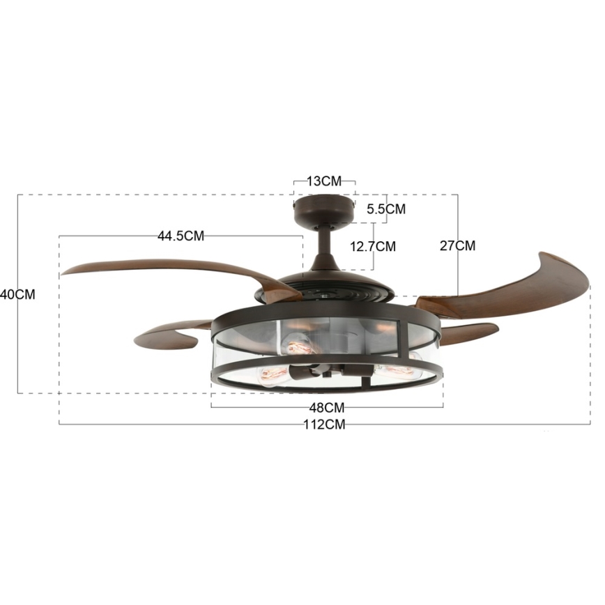 FANAWAY 212925 - LED takfläkt CLASSIC 3xE27/4W/230V brun + fjärrkontroll