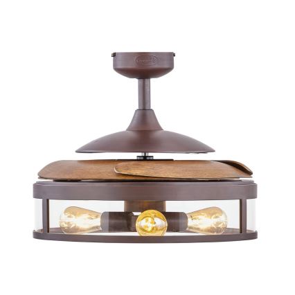 FANAWAY 212925 - LED takfläkt CLASSIC 3xE27/4W/230V brun + fjärrkontroll