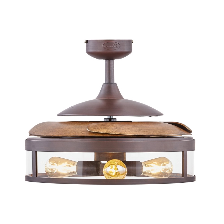 FANAWAY 212925 - LED takfläkt CLASSIC 3xE27/4W/230V brun + fjärrkontroll