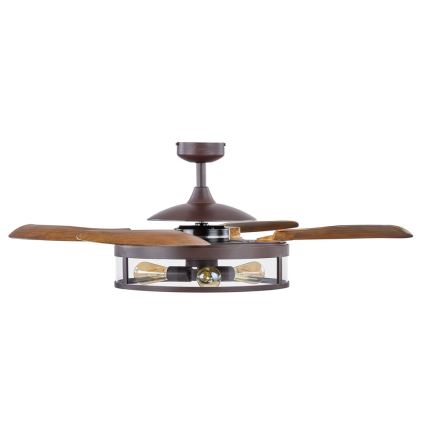 FANAWAY 212925 - LED takfläkt CLASSIC 3xE27/4W/230V brun + fjärrkontroll