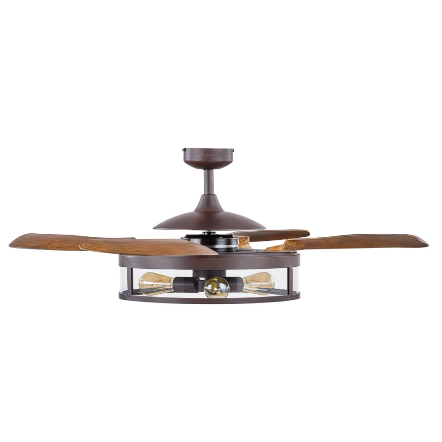 FANAWAY 212925 - LED takfläkt CLASSIC 3xE27/4W/230V brun + fjärrkontroll