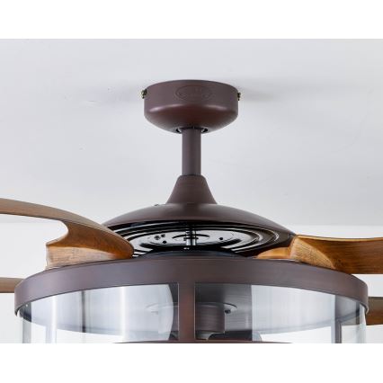 FANAWAY 212925 - LED takfläkt CLASSIC 3xE27/4W/230V brun + fjärrkontroll