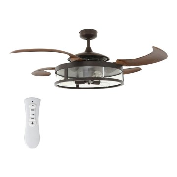 FANAWAY 212925 - LED takfläkt CLASSIC 3xE27/4W/230V brun + fjärrkontroll