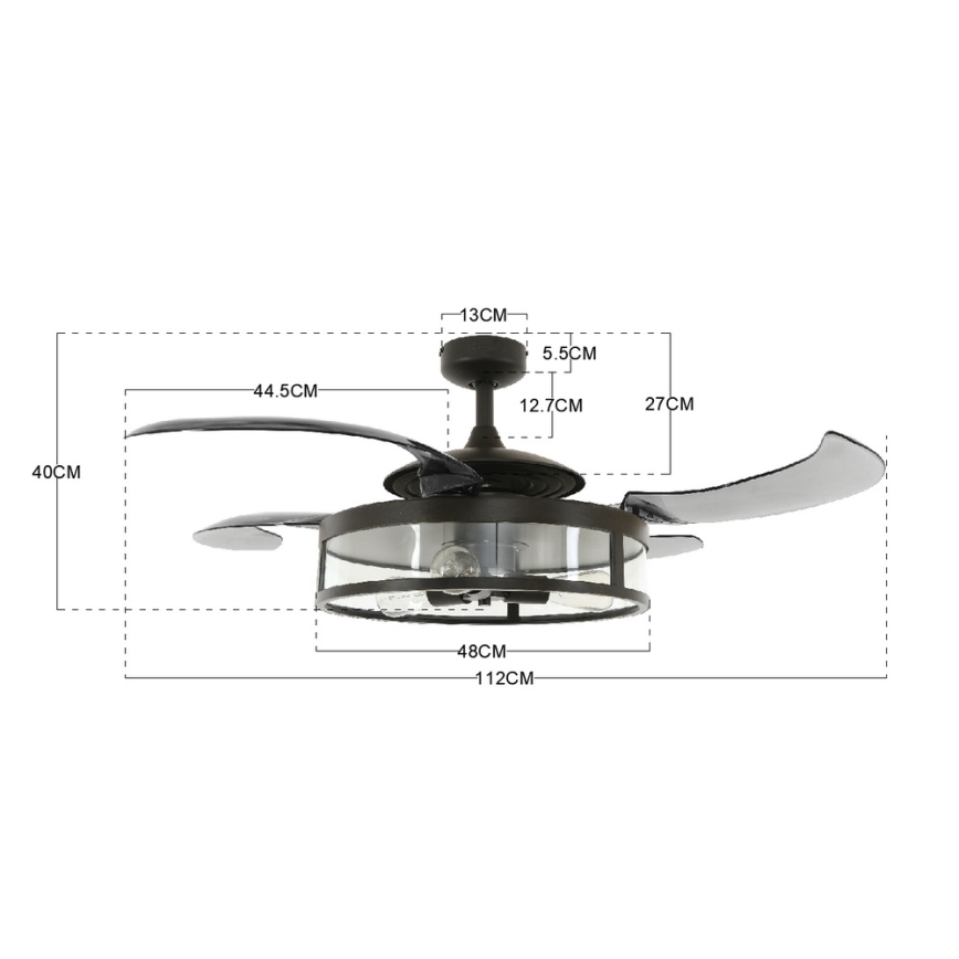 FANAWAY 212927 - LED takfläkt CLASSIC 3xE27/4W/230V svart + fjärrkontroll