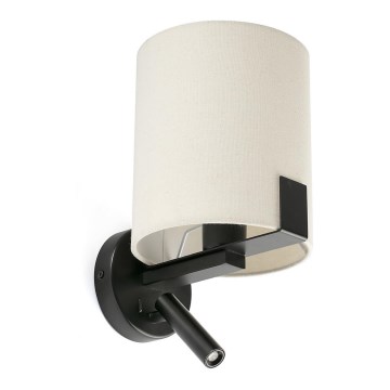 FARO 20053 - LED vägglampa NILA 1xE27/15W/230V + LED/3W grädde/svart