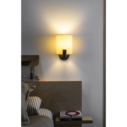 FARO 20053 - LED vägglampa NILA 1xE27/15W/230V + LED/3W grädde/svart
