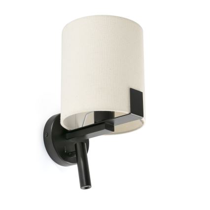 FARO 20053 - LED vägglampa NILA 1xE27/15W/230V + LED/3W grädde/svart
