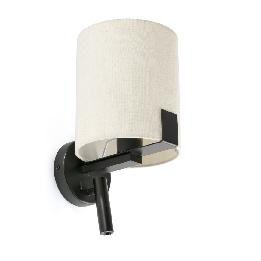 FARO 20053 - LED vägglampa NILA 1xE27/15W/230V + LED/3W grädde/svart