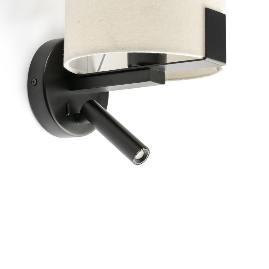 FARO 20053 - LED vägglampa NILA 1xE27/15W/230V + LED/3W grädde/svart