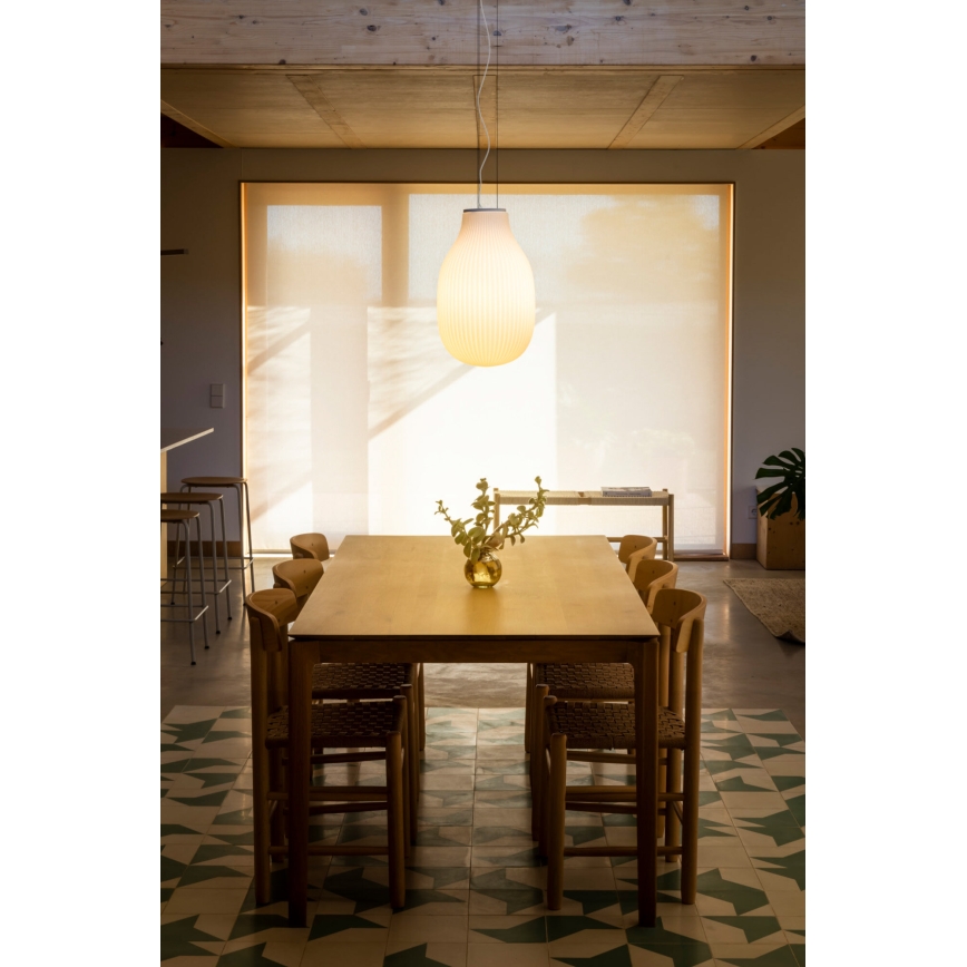 FARO 28300 - Ljuskrona med textilsladd ISABELLE 1xE27/15W/230V diameter 31 cm vit