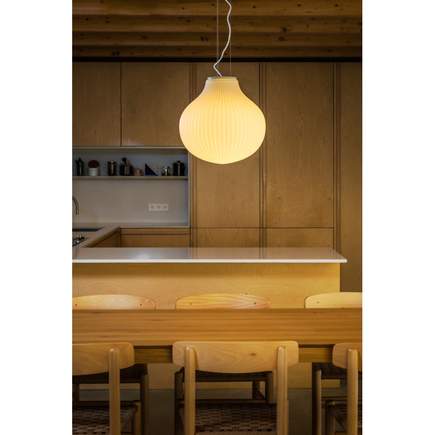 FARO 28301 - Ljuskrona med textilsladd ISABELLE 1xE27/15W/230V diameter 40 cm vit