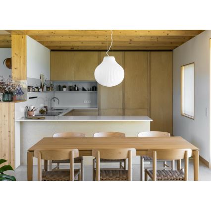 FARO 28301 - Ljuskrona med textilsladd ISABELLE 1xE27/15W/230V diameter 40 cm vit