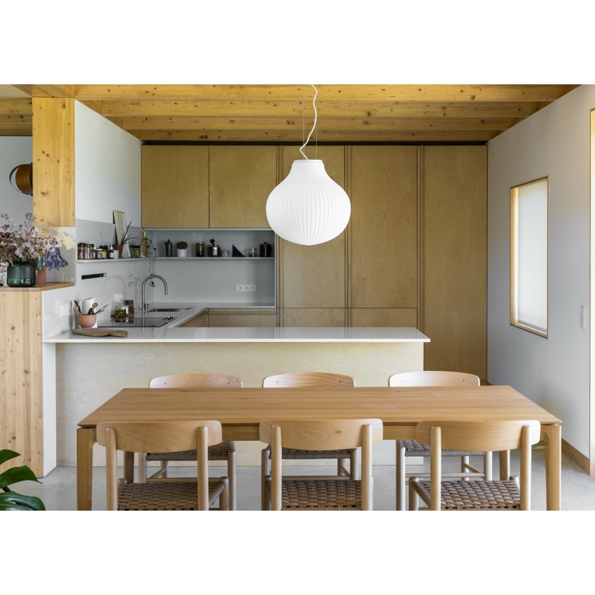 FARO 28301 - Ljuskrona med textilsladd ISABELLE 1xE27/15W/230V diameter 40 cm vit