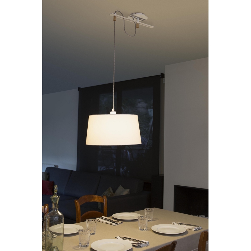 FARO 28394 - Ljuskrona med snöre FUSTA 1xE27/20W/230V vit