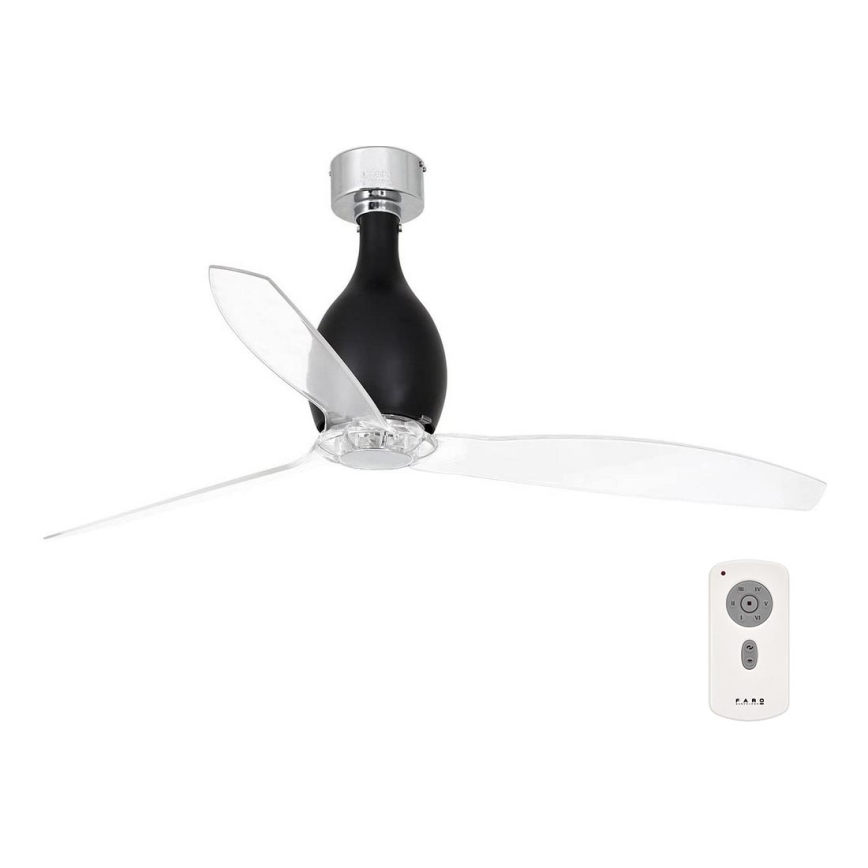 FARO 32026 - Takfläkt MINI ETERFAN svart/genomskinlig + fjärrkontroll