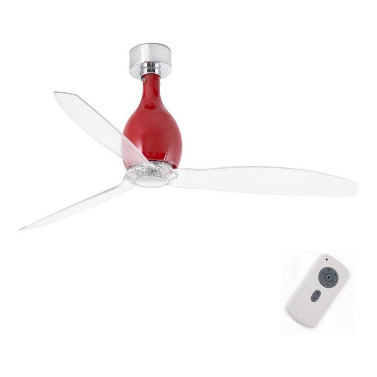 FARO 32029 - Takfläkt MINI ETERFAN röd/genomskinlig + fjärrkontroll