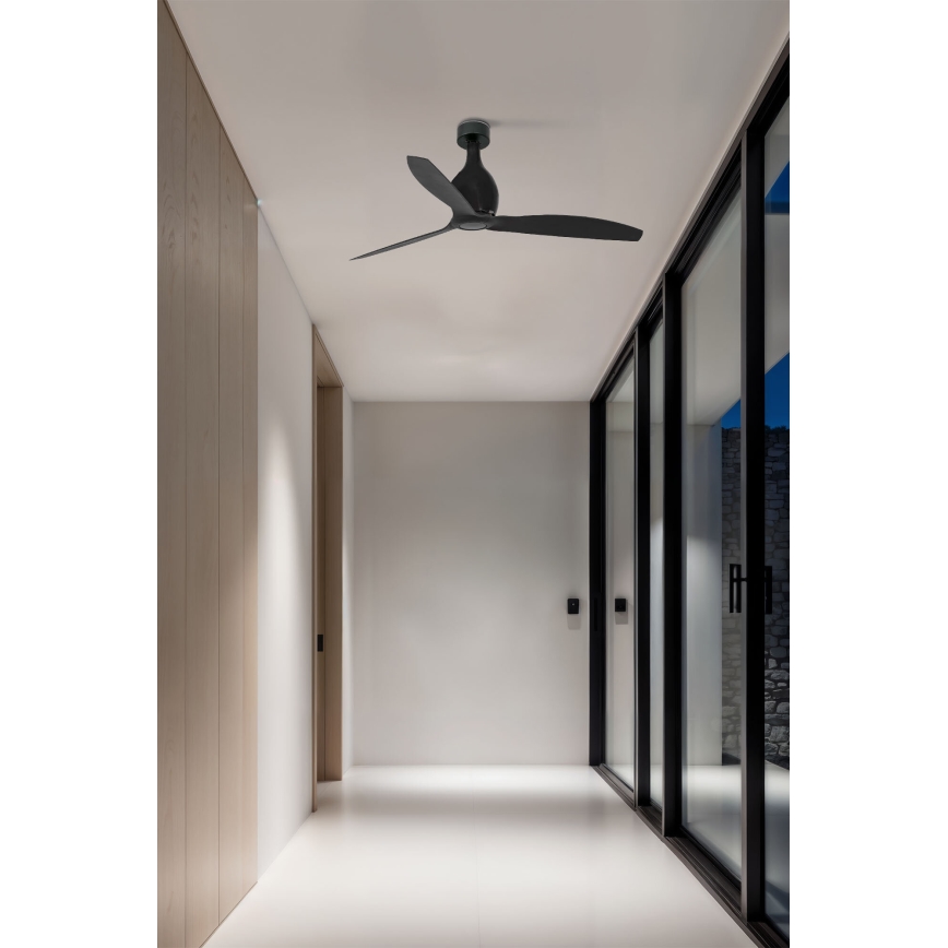 FARO 32030 - Takfläkt MINI ETERFAN svart diameter 128 cm + fjärrkontroll