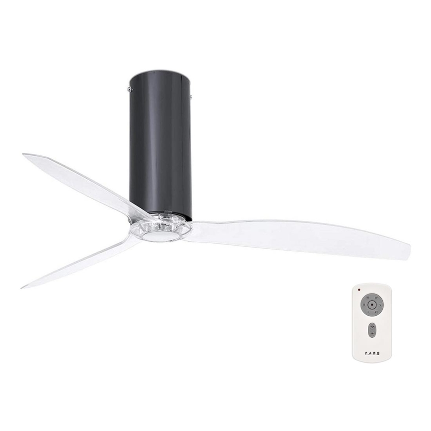 FARO 32035 - Takfläkt TUBE FAN svart/genomskinlig + fjärrkontroll