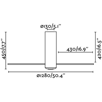 FARO 32036 - Takfläkt TUBE FAN svart/genomskinlig + fjärrkontroll