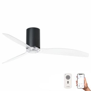 FARO 32041WP - Takfläkt MINI TUBE FAN M svart/genomskinlig diameter 128 cm SMART + fjärrkontroll