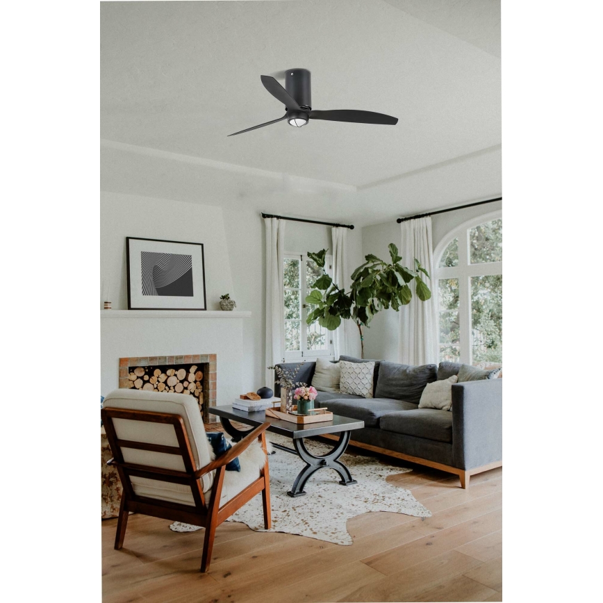 FARO 32043WP-10 - LED takfläkt MINI TUBE FAN LED/16W/230V svart d. 128 cm SMART + Fjärrkontroll