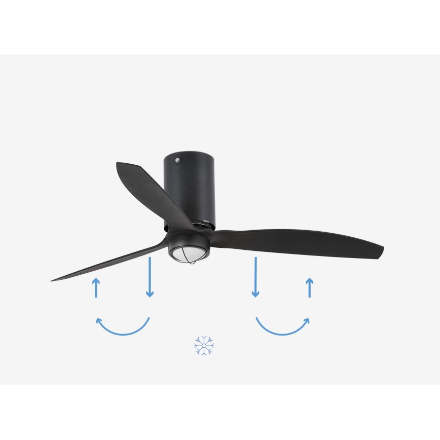 FARO 32043WP-10 - LED takfläkt MINI TUBE FAN LED/16W/230V svart d. 128 cm SMART + Fjärrkontroll