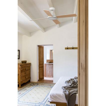 FARO 33350DC - Takfläkt MALLORCA L vit/brun + fjärrkontroll