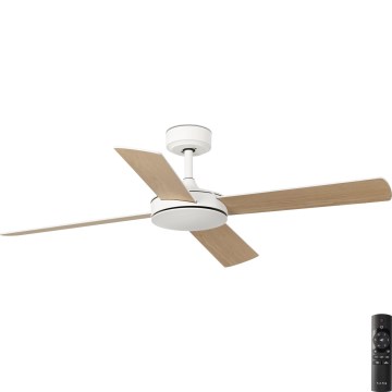 FARO 33350DC - Takfläkt MALLORCA L vit/brun Ø 132 cm + fjärrkontroll