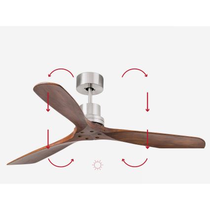 FARO 33370DC - Takfläkt LANTAU brun/matt krom + fjärrkontroll