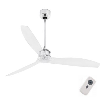 FARO 33394 - Takfläkt JUST FAN skinande krom/genomskinlig + fjärrkontroll