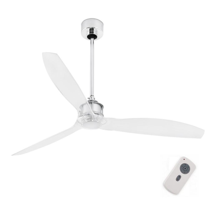 FARO 33394 - Takfläkt JUST FAN skinande krom/genomskinlig + fjärrkontroll