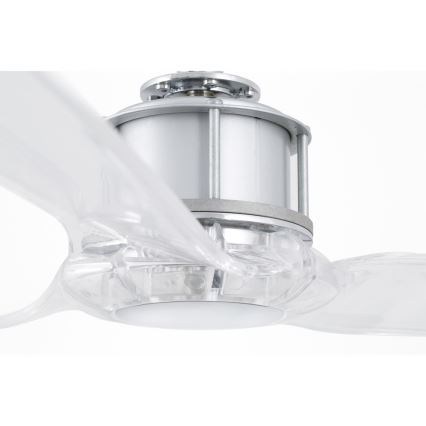 FARO 33394 - Takfläkt JUST FAN skinande krom/genomskinlig + fjärrkontroll