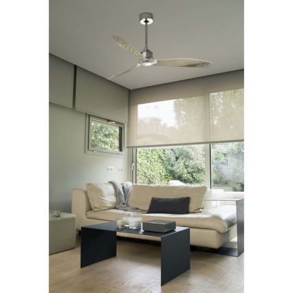 FARO 33394 - Takfläkt JUST FAN skinande krom/genomskinlig + fjärrkontroll