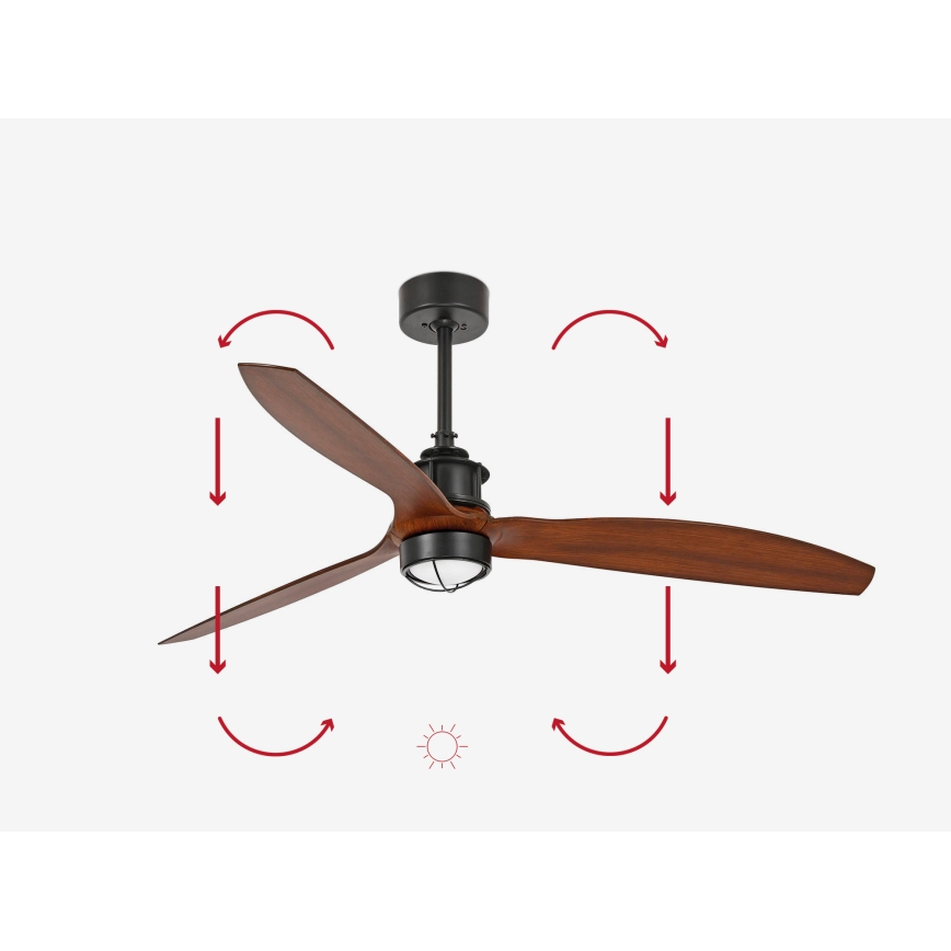 FARO 33395-10 - LED takfläkt JUST FAN LED/16W/230V svart/brun + fjärrkontroll